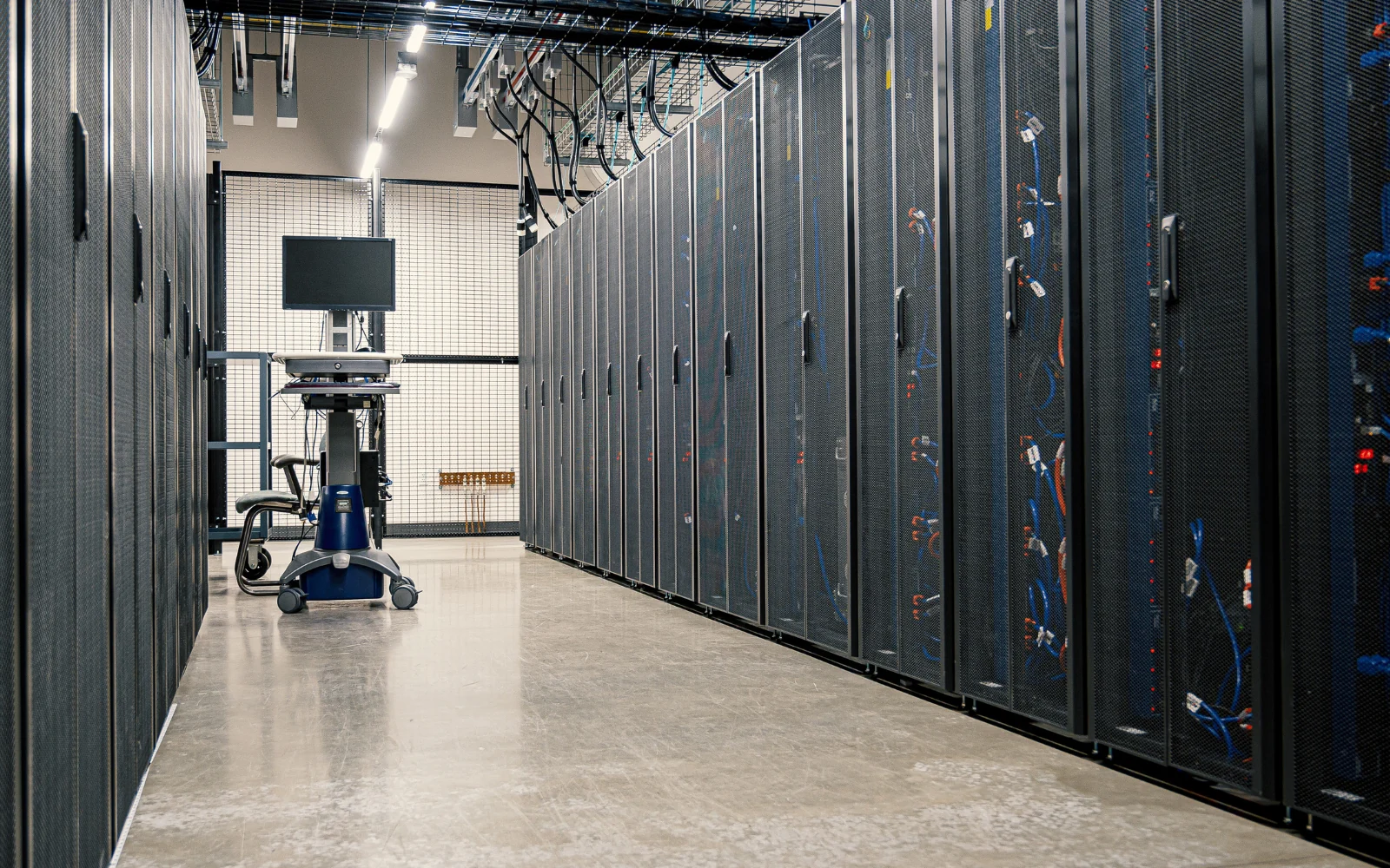 Server racks in a data-centre corridor