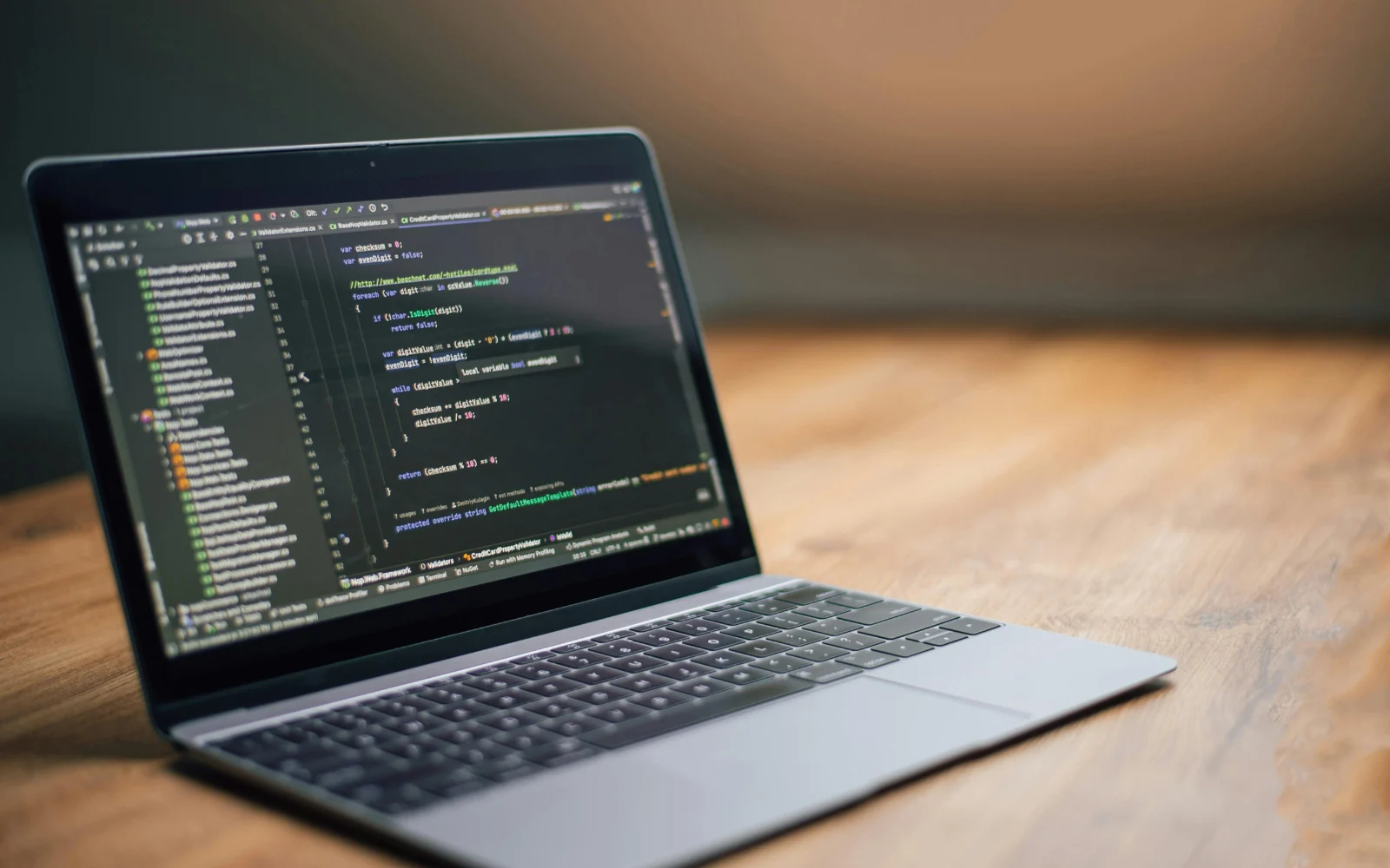 Laptop with source code open in a development environment