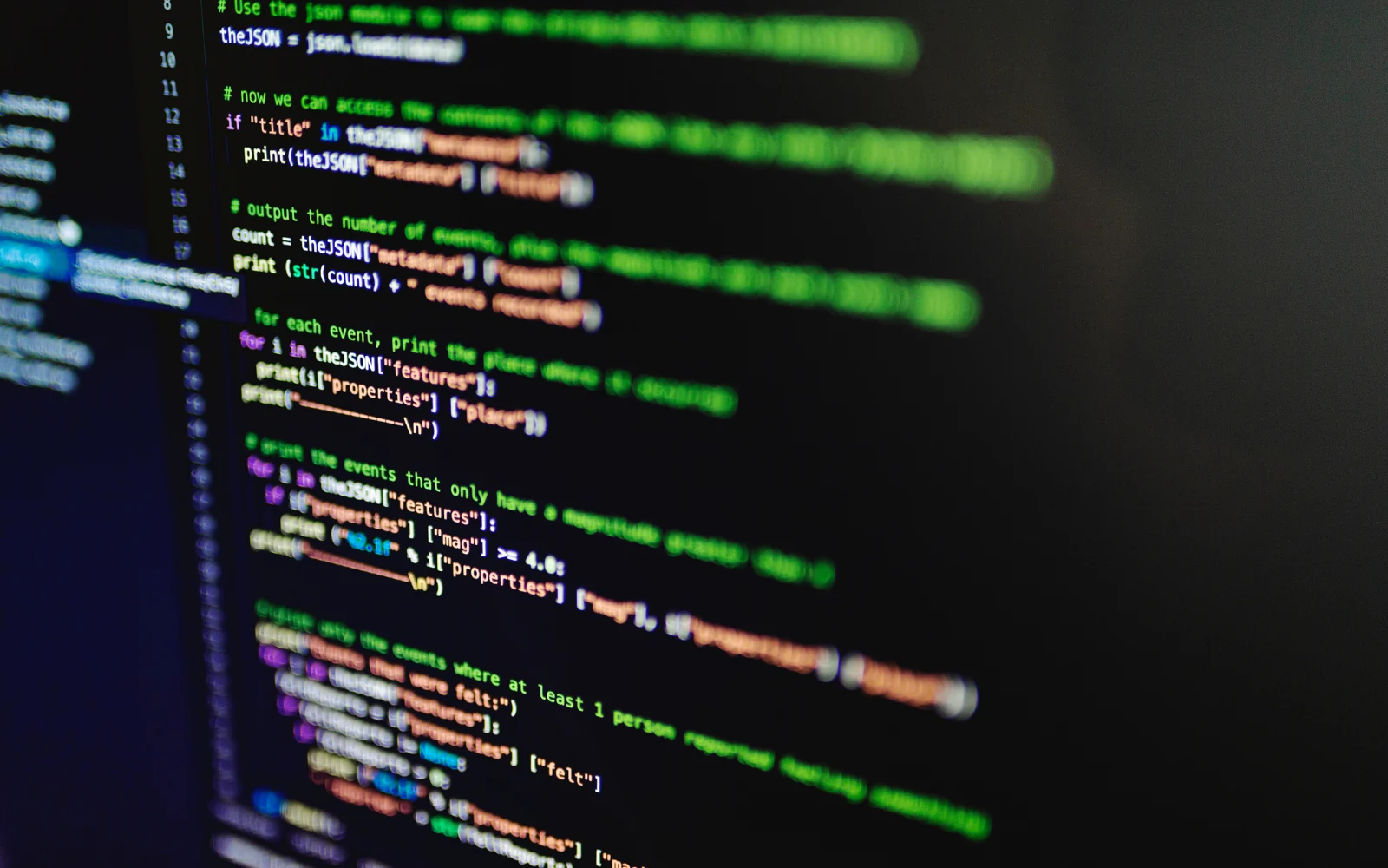 Software source code displayed on a computer monitor