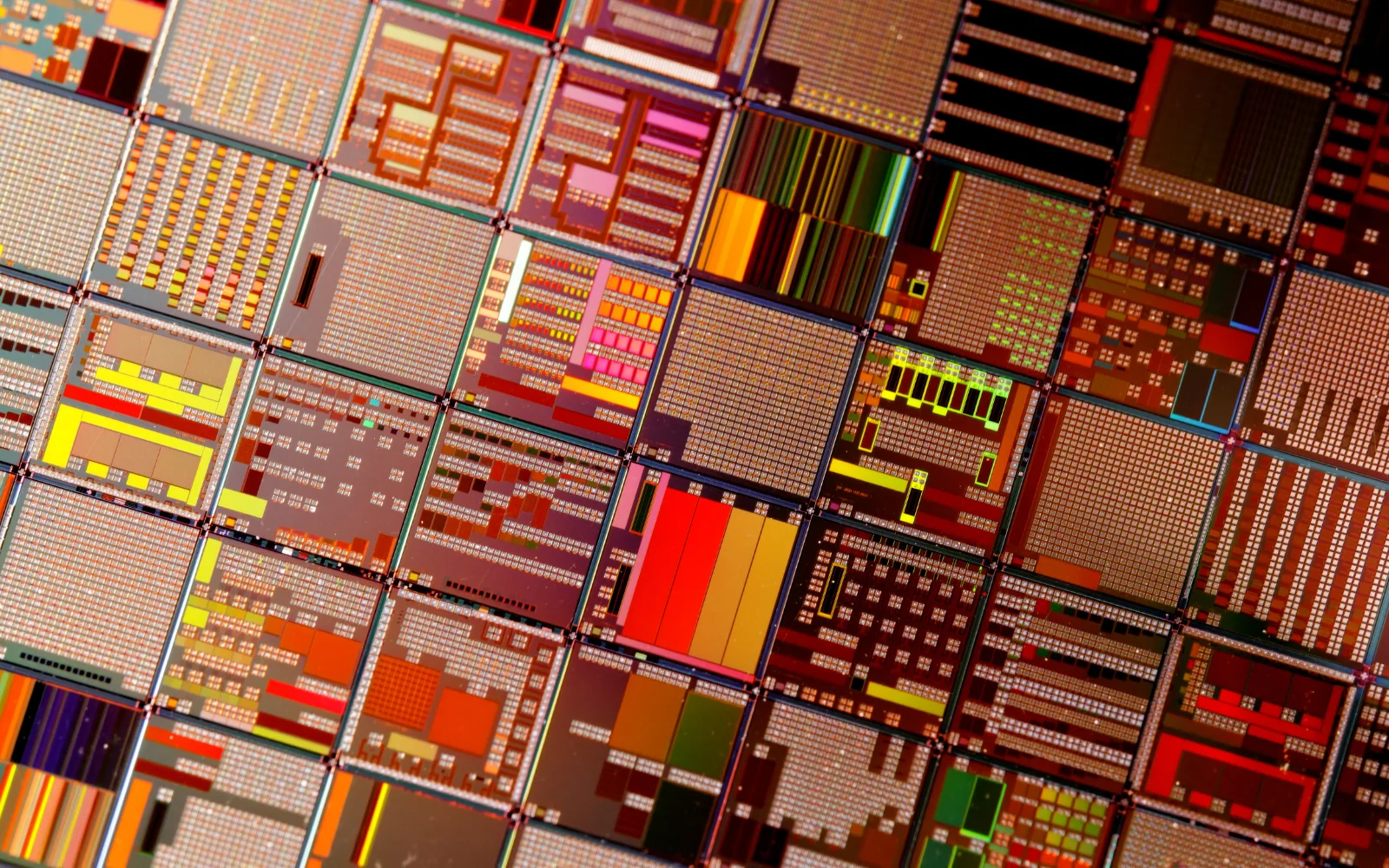 Magnified layout patterns on a semiconductor wafer