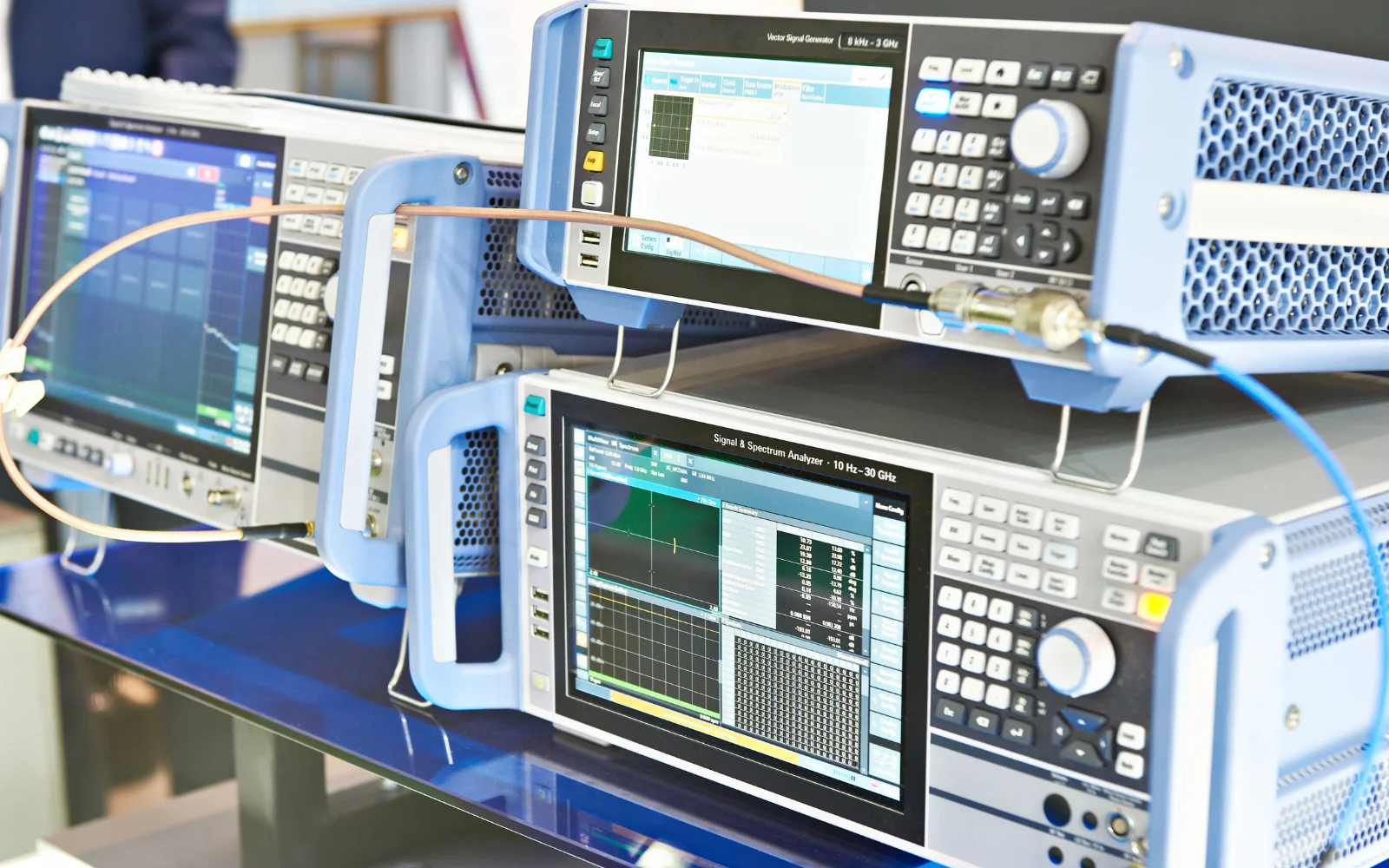 Signal generation and analysis instruments on a laboratory bench