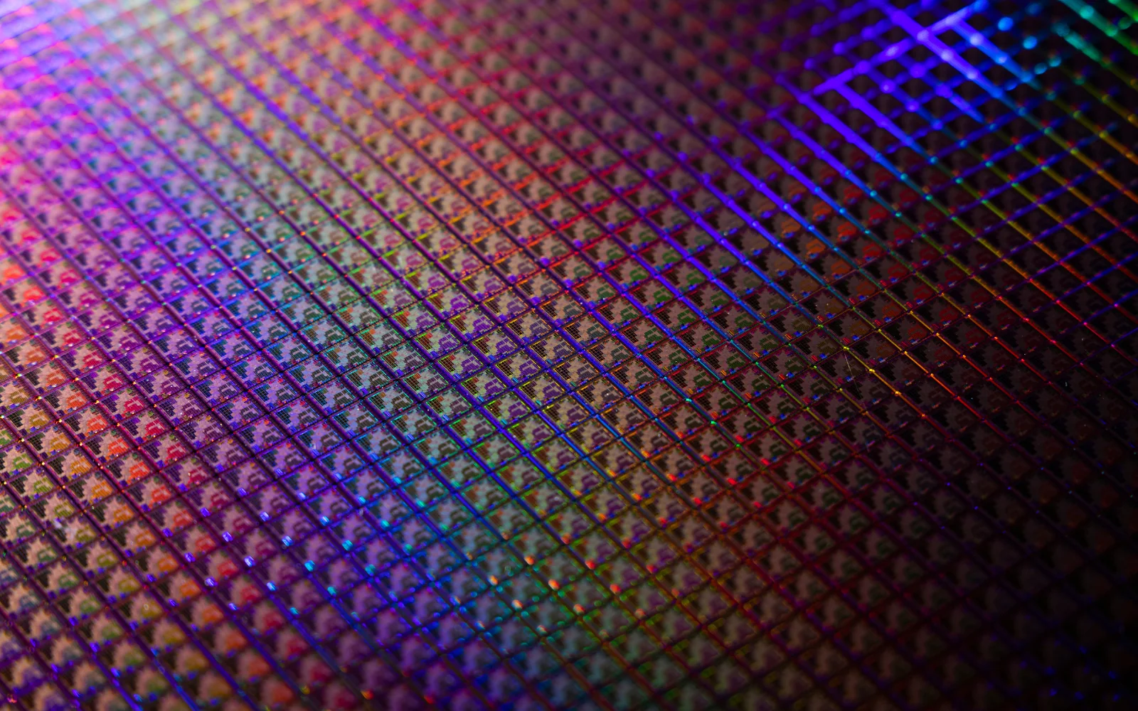 Patterned dies on a silicon wafer