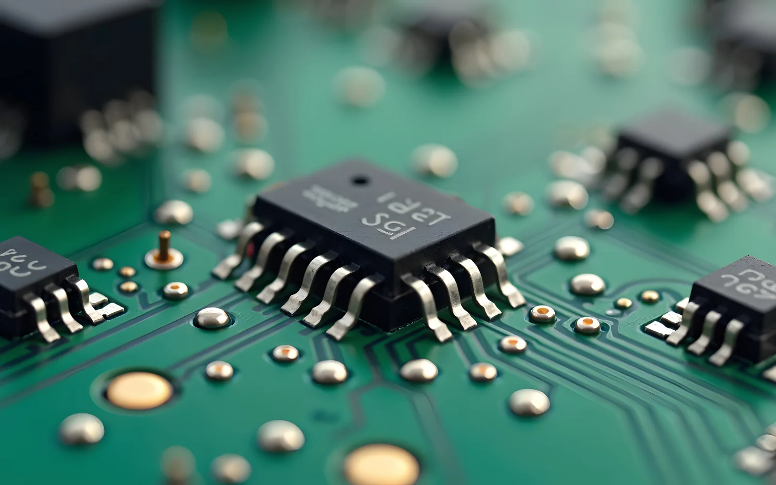 Integrated circuits and their soldered connections on a board